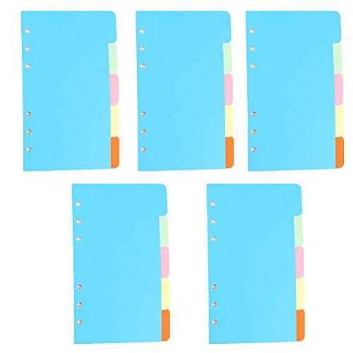 A5 Teiler Papierbogen SUNSHINETEK Kartenteiler Bunte 6 Loch Registerteiler für Notebook Einlegeplaner (5 Farben, insgesamt 25 Blatt) von SUNSHINETEK