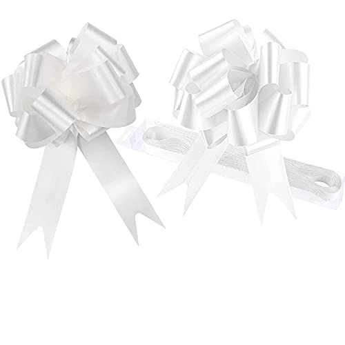 SUNSHINETEK Large Satin Ribbon 30 Pack Weiß Florist Pull Bows für Pew/Party/Hochzeit/Valentinstag Dekoration und Geburtstagsgeschenkverpackung (Weiß) von SUNSHINETEK
