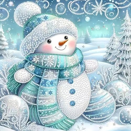 Weihnachten Schneemann Diamond Painting Erwachsene und Kinder, 5D Diamond Painting Bilder, DIY Arts Craft für Heimdekoration,Weihnachtsgeschenke,Geschenke für Freunde, Familie,30x30cm(Blauchgrün) von SUNSIERWEI