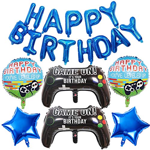 Geburtstagsballons Happy Birthday Girlande Gamepad Folienluftballon Runde Luftballons Blau Stern Folienballon Geburtstag Deko Videospiel Party Zubehör für Jungen Kinder 7 Stück Geburtstagsballons Happy Birthday Girlande Gamepad Folienluftballon Runde Luftballons Blau Stern Folienballon Geburtstag Deko Videospiel Party Zubehör für Jungen Kinder 7 Stück von SUNSK
