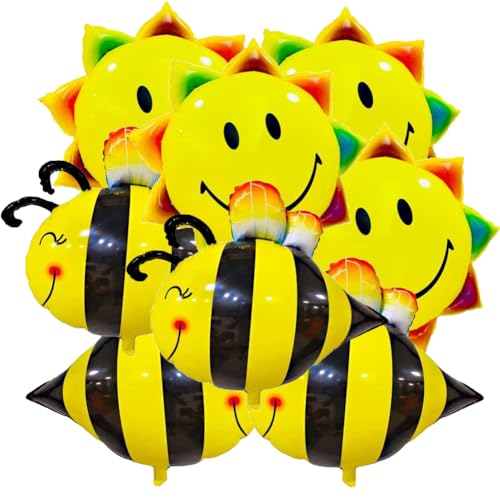 SUNSK Biene Luftballons Sonnenblume Geburtstagsballons Biene Helium Folienballon Gelb Mylar Luftballons für Sommer, Geburtstag, Hochzeit, Babyparty Party Dekorationen, 8 Stück von SUNSK