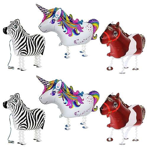 SUNSK Folienballon Tier Walking Luftballons Airwalker Einhorn Ballon Pferd Pony Airwalker Ballon Folienballon Laufendes Zebra Walking Tier Folienballons Helium Ballons für Kinder 6 Stück SUNSK Folienballon Tier Walking Luftballons Airwalker Einhorn Ballon Pferd Pony Airwalker Ballon Folienballon Laufendes Zebra Walking Tier Folienballons Helium Ballons für Kinder 6 Stück von SUNSK