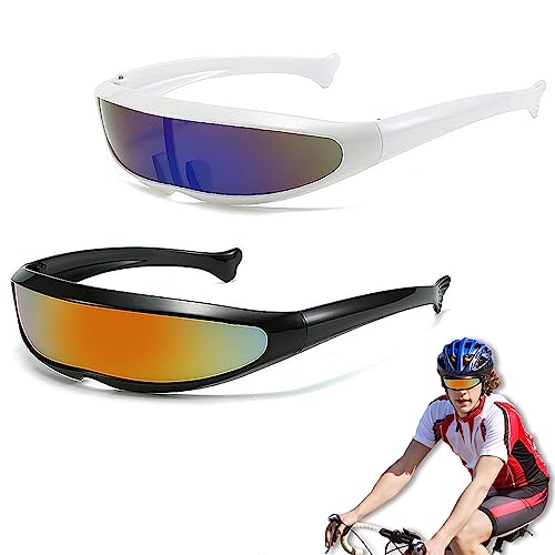 SUNSK Futuristische Sonnenbrille Farbiger+Blau Futuristische Brille Verspiegelte Partybrille Futuristische Funbrille Kreative Rollenspiel Halloween Brillen Set 2 Stück SUNSK Futuristische Sonnenbrille Farbiger+Blau Futuristische Brille Verspiegelte Partybrille Futuristische Funbrille Kreative Rollenspiel Halloween Brillen Set 2 Stück von SUNSK