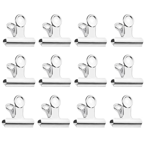 SUNTRADE Große Binder-Büroklammern, Metallscharnier-Clip, Dateiklemmen für Handwerk, Lebensmittelbeutel, Zeichenbrett, Foto zu Hause, Küche, Büro, 12 Stück (Silber) von SUNTRADE