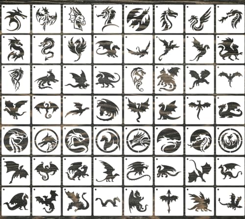 Drachenschablonen zum Malen, 7,6 cm, wiederverwendbare Drachen-Schablone, Schablonen zum Basteln, Malschablonen zum Malen auf Holz, Wand, Kartenstoffen Drachenschablonen zum Malen, 7,6 cm, wiederverwendbare Drachen-Schablone, Schablonen zum Basteln, Malschablonen zum Malen auf Holz, Wand, Kartenstoffen von SUNVERSE