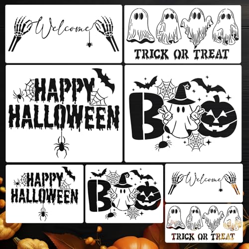 Halloween-Schablonen, Skelett-Schablone, Boo Geister-Schablone, wiederverwendbar, Halloween-Schablonen zum Malen auf Holzschild, Türmatten, Stoffen, DIY, Basteln, Dekoration von SUNVERSE