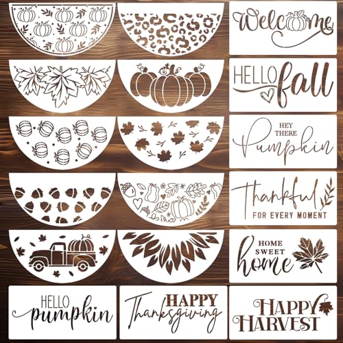 Herbst-Schablonen zum Malen auf Holz, Thanksgiving-Schablonen, Herbst-Hello-Kürbis-Schablone für Fußmatten, Stoffe, Veranda, Aufhänger, Dekoration von SUNVERSE