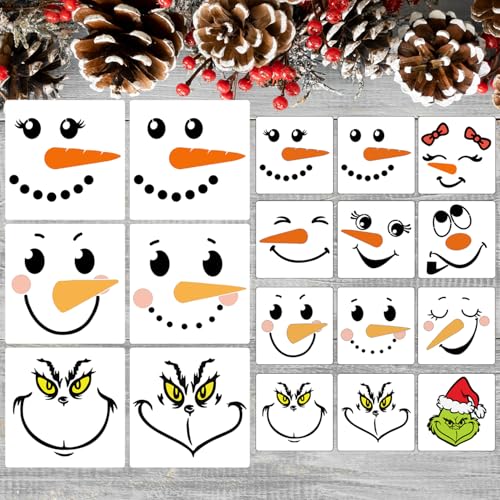 Schablonen mit Schneemann-Gesicht, Weihnachtsschablonen zum Basteln, wiederverwendbare Weihnachtsfeiertags-Schablone zum Malen auf Holz, Fenster, T-Shirts, Stoffe, Dekor CH Schablonen mit Schneemann-Gesicht, Weihnachtsschablonen zum Basteln, wiederverwendbare Weihnachtsfeiertags-Schablone zum Malen auf Holz, Fenster, T-Shirts, Stoffe, Dekor CH von SUNVERSE