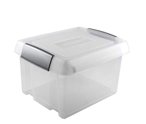 6 x Sunware Nesta Suspension Aktenbox 37 Liter+erhöhter Deckel+2 Streifen - 47,5 x 37 x 28cm - transparent/metallisch von SUNWARE perfectly organised