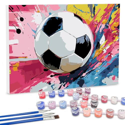 Malen Nach Zahlen Fußball,Malen Nach Zahlen Erwachsene mit Rahmen,Malen Nach Zahlen Kinder,Painting By Numbers Easy 30×40 cm,DIY Handgemalt Ölgemälde Kit für Anfänger und Erwachsene,Home Haus Deko von SUNXBUK
