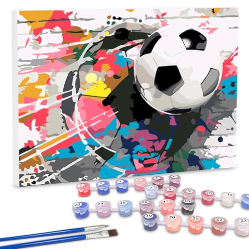 Malen Nach Zahlen Fußball,Malen Nach Zahlen Erwachsene mit Rahmen,Malen Nach Zahlen Kinder,Painting By Numbers Easy 30×40 cm,DIY Handgemalt Ölgemälde Kit für Anfänger und Erwachsene,Home Haus Deko von SUNXBUK