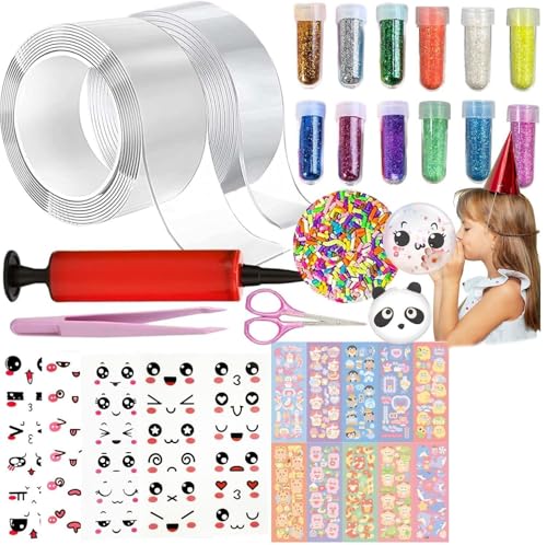 Nano Tape Bubble für Kinder 43 Pcs,Diy Set,Nano Tape Bubble Set,Nano Klebeband Spielzeug Bastelset,Nanoband Multipurpose,Fidget Toys and Party Favors Geschenke für Kinder Jungen Mädchen(Transparente) Nano Tape Bubble für Kinder 43 Pcs,Diy Set,Nano Tape Bubble Set,Nano Klebeband Spielzeug Bastelset,Nanoband Multipurpose,Fidget Toys and Party Favors Geschenke für Kinder Jungen Mädchen(Transparente) von SUNXBUK