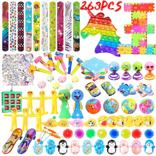 SUNXBUK Kindergeburtstag Mitgebsel Set 268 Stück,Kindergeburtstag Gastgeschenke,Mitgebsel Party Spielzeug Set,Goodie Bag Füllstoffe,Schule Klassenzimmer Belohnungen,für Mädchen Jungen Geschenk von SUNXBUK