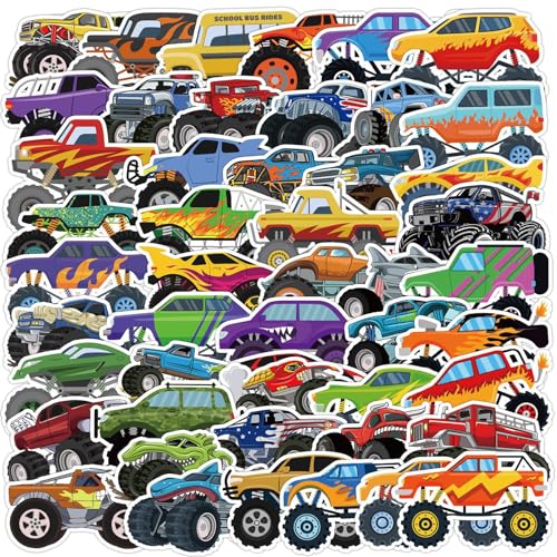 SUNYOVIME 50 Stück Monster Truck Sticker Set,Vinyl Sticker Wasserfest Graffiti Aufkleber für Laptop Skateboard Koffer Helm Auto Fahrrad Handy Scrapbook,Geschenk für Kinder Teenager Erwachsene von SUNYOVIME