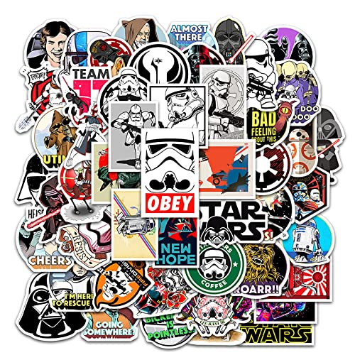 Star Wars Sticker 50 Stück,Wasserfeste Vinyl Aufkleber Coole Graffiti Sticker Set,Aufkleber Stickers für Laptop Skateboard Koffer Helm Auto Fahrrad Handy,Geschenk für Kinder Teenager Erwachsene von SUNYOVIME