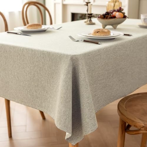 SUODAO Tischdecke, 140x200cm Wasserabweisend Fleckschutz Abwaschbar Tischwäsche Reißfest Pflegeleicht Abwischbare Tafeldecke Table Cloth Dauerhaft Outdoor Tischtuch für Garten Küche Essen (Beige) von SUODAO