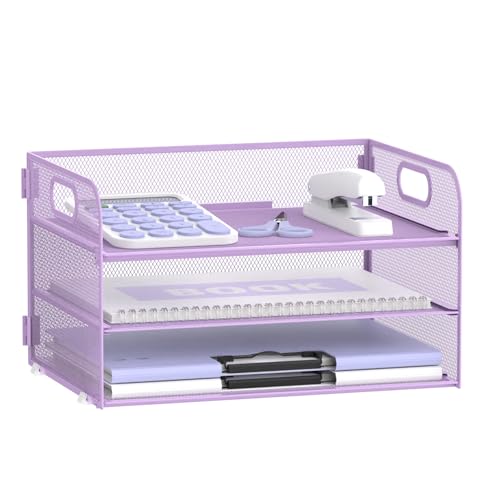 SUPEASY 3-stöckiger Papier-Organizer mit Griff, Netz-Schreibtisch-Organizer, Briefablage, Violett SUPEASY 3-stöckiger Papier-Organizer mit Griff, Netz-Schreibtisch-Organizer, Briefablage, Violett von SUPEASY