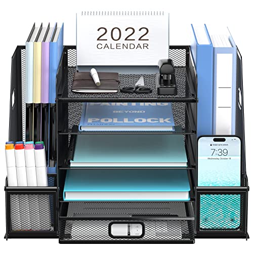 SUPEASY Schreibtisch-Organizer aus Netzstoff mit Aktenhalter, 5-stöckig, Papier-Briefablage, Organizer mit Zeitschriftenhalter, Schreibtisch-Organizer und Aufbewahrung mit Schublade für Bürobedarf, SUPEASY Schreibtisch-Organizer aus Netzstoff mit Aktenhalter, 5-stöckig, Papier-Briefablage, Organizer mit Zeitschriftenhalter, Schreibtisch-Organizer und Aufbewahrung mit Schublade für Bürobedarf, von SUPEASY