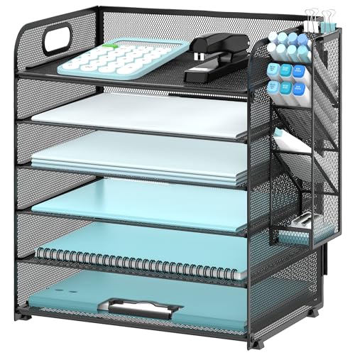 SUPEASY Schreibtisch-Organizer mit 6 Etagen und 4 Stifthaltern, Netzpapier-Organizer mit Griff, Schreibtisch-Organizer, Ablage für A4-Aktenordner, Schwarz SUPEASY Schreibtisch-Organizer mit 6 Etagen und 4 Stifthaltern, Netzpapier-Organizer mit Griff, Schreibtisch-Organizer, Ablage für A4-Aktenordner, Schwarz von SUPEASY