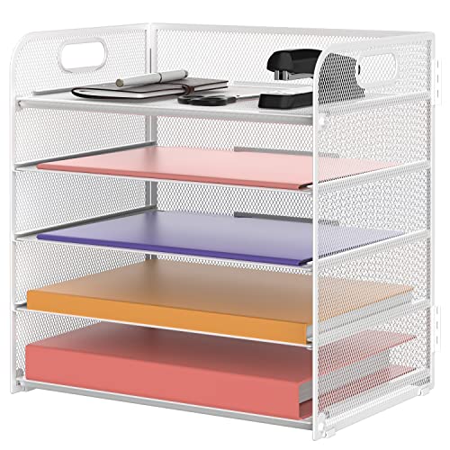Supeasy 5 Ablagen, Papier-Organizer, Briefablage mit Griff, Netzstoff, Schreibtisch-Organizer für Büro, Zuhause oder Schule Supeasy 5 Ablagen, Papier-Organizer, Briefablage mit Griff, Netzstoff, Schreibtisch-Organizer für Büro, Zuhause oder Schule von SUPEASY