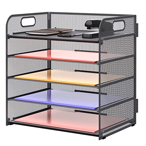 Supeasy 5 Ablagen Papier-Organizer Briefablage mit Griff-Netz, Schreibtisch-Organizer, grauer Papiersortierer, Schreibtisch-Organizer für Büro, Zuhause oder Schule Supeasy 5 Ablagen Papier-Organizer Briefablage mit Griff-Netz, Schreibtisch-Organizer, grauer Papiersortierer, Schreibtisch-Organizer für Büro, Zuhause oder Schule von SUPEASY
