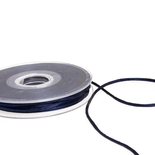 SR Super Ribbons®™ Seidenschnur, 3 mm, Rolle aus Hartplastik, 20 m navy von SUPER RIBBONS
