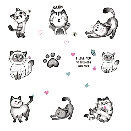 SUPERDANT 10 Stil Cartoon Katzen Wandaufkleber Niedliche Katze Schlafzimmer Wandsticker Dekor Mit Herz Pfotenabdruck Wandtattoo Vinyl Wandsticker Für Schlafzimmer Wohnzimmer Kinderzimmer Haus Haustier SUPERDANT 10 Stil Cartoon Katzen Wandaufkleber Niedliche Katze Schlafzimmer Wandsticker Dekor Mit Herz Pfotenabdruck Wandtattoo Vinyl Wandsticker Für Schlafzimmer Wohnzimmer Kinderzimmer Haus Haustier von SUPERDANT