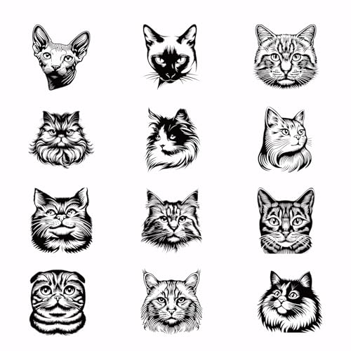 SUPERDANT 12 Stück Katzenkopf Transferpapier Zum Aufbügeln Katzen Tiere DIY Wärmeübertragungsaufkleber Waschbare Aufbügelaufkleber Für T Shirts DTF Transfers Druckfertig Für Kleidung Schirmtasche SUPERDANT 12 Stück Katzenkopf Transferpapier Zum Aufbügeln Katzen Tiere DIY Wärmeübertragungsaufkleber Waschbare Aufbügelaufkleber Für T Shirts DTF Transfers Druckfertig Für Kleidung Schirmtasche von SUPERDANT
