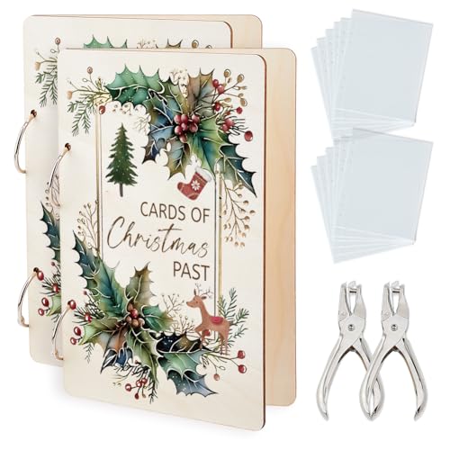 SUPERDANT 2 Packung Cards Of Christmas Past Grußkartenhalter Organizer Weihnachtsblätter Holzkartenhalter Fotoalbum Einband Mit 2 Lochern Und 40 Taschen Andenkengeschenke SUPERDANT 2 Packung Cards Of Christmas Past Grußkartenhalter Organizer Weihnachtsblätter Holzkartenhalter Fotoalbum Einband Mit 2 Lochern Und 40 Taschen Andenkengeschenke von SUPERDANT