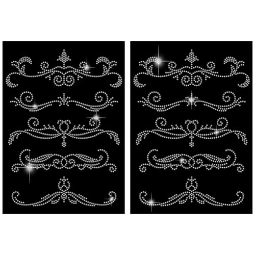 SUPERDANT 2 STK. 5 Stile Vintage Muster Strass Hotfix Zum Aufbügeln Retro Muster Strass Transfer zum Aufbügeln T Shirt Hotfix Transfer Aufkleber Für Kleidung Hoodies Dekor Geschenke von SUPERDANT