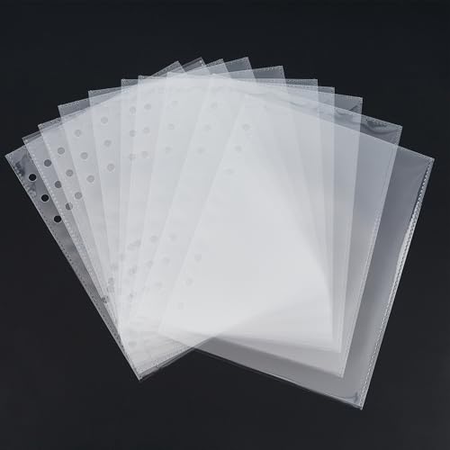 SUPERDANT 20 Stück Ordnertaschen Transparente PVC Ordnertaschen 6 Löcher A5 Ordnerschutz Fotos Notizbücher Bilder Dateien Organizer Dokumente Seitlich Offene Ablagetaschen Geeignet Für Ordner von SUPERDANT