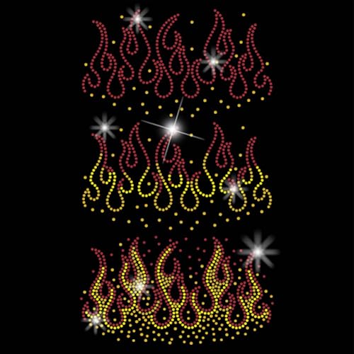 SUPERDANT 3 Art Feuer Aufbügel Strass Transfer Rote Und Gelbe Aufbügel Aufkleber T Shirt Kristall Wärmeübertragung Hotfix Aufkleber Kleidungsreparatur Patch Für Kleidung Taschen DIY von SUPERDANT