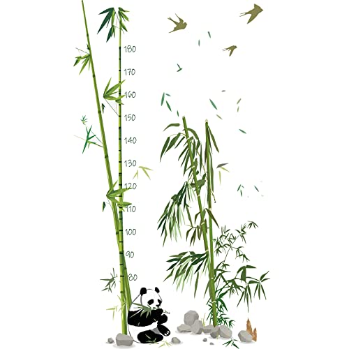 SUPERDANT 3 PCS/Set Messlatte Panda Bambus Messlatte Wandaufkleber PVC Wachstumstabellen Lineal 80 bis 180cm Höhenmessung Für Kinderzimmer Schlafzimmer Wohnzimmer von SUPERDANT