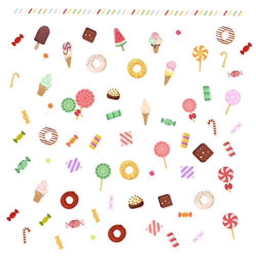 SUPERDANT 3D Candy Dessert Wandtattoo Bunte Lollipop Donut Vinyl Wandaufkleber Abnehmbare Wandkunst Aufkleber Für Schlafzimmer Kinderzimmer Dessert Shop Dekoration 260x1160mm von SUPERDANT