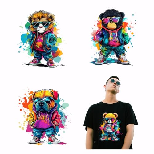SUPERDANT 4 Stil Hip Hop Tiere Wärmeübertragung Löwe Hunde Bär Bügelbilder Kunststofffolie Logo Aufkleber Set Kleidung Bügelbilder Für T Shirt Segeltuch Taschen Jacken Basteln SUPERDANT 4 Stil Hip Hop Tiere Wärmeübertragung Löwe Hunde Bär Bügelbilder Kunststofffolie Logo Aufkleber Set Kleidung Bügelbilder Für T Shirt Segeltuch Taschen Jacken Basteln von SUPERDANT