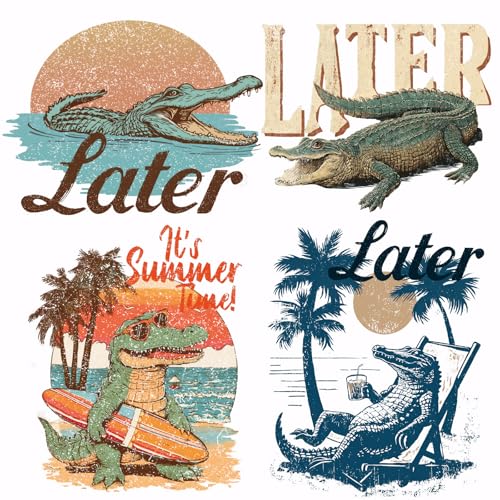 SUPERDANT 4 Stück Krokodil Bügeltransferpapier Strandtier Wärmeübertragungsaufkleber Sommerzeit Bügelaufkleber DTF Transfers Druckfertig Für T Shirts Segeltuchtaschen Jacken Kissen SUPERDANT 4 Stück Krokodil Bügeltransferpapier Strandtier Wärmeübertragungsaufkleber Sommerzeit Bügelaufkleber DTF Transfers Druckfertig Für T Shirts Segeltuchtaschen Jacken Kissen von SUPERDANT