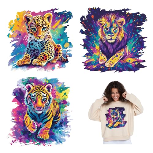 SUPERDANT 4 Stück Leoparden Löwen Tiger Und Wolf Wärmeübertragungsaufkleber Aquarell Tier Aufbügler Aufbügler Waschbare Aufkleber Für Kleidung T Shirts Jeans Rucksäcke SUPERDANT 4 Stück Leoparden Löwen Tiger Und Wolf Wärmeübertragungsaufkleber Aquarell Tier Aufbügler Aufbügler Waschbare Aufkleber Für Kleidung T Shirts Jeans Rucksäcke von SUPERDANT