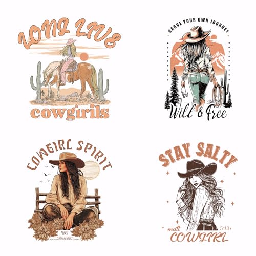 SUPERDANT 4 x Cowgirl-Aufkleber zum Aufbügeln auf Transferpapier, Western-Cowgirl, DIY, bunte Wärmetransfer-Aufkleber, waschbar, zum Aufbügeln, für T-Shirts, DTF-Übertragungen, bereit zum Drücken, für SUPERDANT 4 x Cowgirl-Aufkleber zum Aufbügeln auf Transferpapier, Western-Cowgirl, DIY, bunte Wärmetransfer-Aufkleber, waschbar, zum Aufbügeln, für T-Shirts, DTF-Übertragungen, bereit zum Drücken, für von SUPERDANT