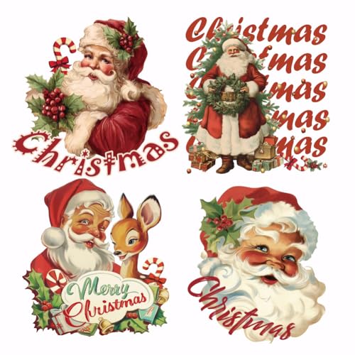 SUPERDANT 4 x Vintage Wärmetransfer Aufkleber Mit Weihnachtsmann Beeren Weihnachtsmann Mit Kranz Zum Aufbügeln Hirsch Aufbügler Waschbar Für Kleidung T Shirt DIY Applikation SUPERDANT 4 x Vintage Wärmetransfer Aufkleber Mit Weihnachtsmann Beeren Weihnachtsmann Mit Kranz Zum Aufbügeln Hirsch Aufbügler Waschbar Für Kleidung T Shirt DIY Applikation von SUPERDANT