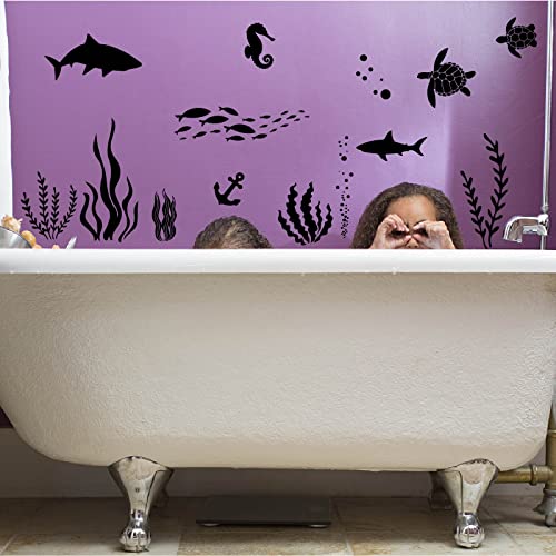 SUPERDANT 45 Stück Schwarz Sea Life Aufkleber Meerestiere Silhouetten Aufkleber Hai Wal Meereslebewesen Fisch Qualle Aufkleber Vinyl DIY Art Decor Für Badezimmer Kinderzimmer Heimdekoration SUPERDANT 45 Stück Schwarz Sea Life Aufkleber Meerestiere Silhouetten Aufkleber Hai Wal Meereslebewesen Fisch Qualle Aufkleber Vinyl DIY Art Decor Für Badezimmer Kinderzimmer Heimdekoration von SUPERDANT