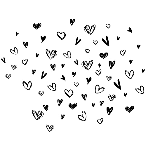 SUPERDANT 52 Stück Loving Hearts Wandaufkleber Schwarze Liebe Wandsticker Valentinstag Herz Für Schlafzimmer Wandtattoo Vinyl Wandsticker Kinderzimmer Kinderzimmer Valentinstagsgeschenk von SUPERDANT