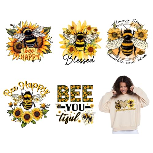SUPERDANT 6 Stück Bügelbilder Mit Bienen Und Sonnenblume Motiv Wärmeübertragungsfolie Aufkleber Set Zum Aufbügeln Für Kleidung Basteln T Shirts Kapuzenpullover Taschen Jacken Jeans 20x20cm SUPERDANT 6 Stück Bügelbilder Mit Bienen Und Sonnenblume Motiv Wärmeübertragungsfolie Aufkleber Set Zum Aufbügeln Für Kleidung Basteln T Shirts Kapuzenpullover Taschen Jacken Jeans 20x20cm von SUPERDANT