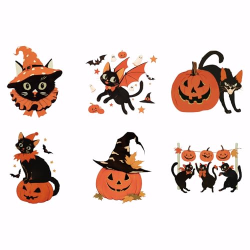 SUPERDANT 6 Stück Halloween Katzen Transferpapier Zum Aufbügeln Schwarze Katzen Wärmeübertragungsaufkleber Gruseliger Kürbis Aufbügel Aufkleber Für Halloween Kleidung Umhang Schal Kissendekoration SUPERDANT 6 Stück Halloween Katzen Transferpapier Zum Aufbügeln Schwarze Katzen Wärmeübertragungsaufkleber Gruseliger Kürbis Aufbügel Aufkleber Für Halloween Kleidung Umhang Schal Kissendekoration von SUPERDANT