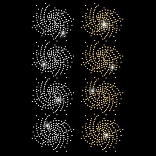 SUPERDANT 8 Stück Spiralmuster Kristall Strass Hotfix Zum Aufbügeln Strass Aufbügler DIY Transfer Aufkleber Weißgold Glitzer Stras Muster Dekoration Für T Shirts Taschen Kissen Jacken von SUPERDANT