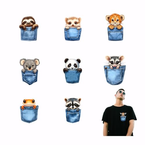 SUPERDANT 9 Stile Taschentiere Wärmeübertragung Panda Leopard Giraffe Bügelbilder Kunststofffolie Logo Aufkleber Set Kleidung Bügelbilder Für T Shirts Segeltuchtaschen Jacken von SUPERDANT