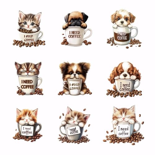 SUPERDANT 9PCS Kaffe Hund Bügelaufnäher Kaffe Katze Wärmeübertragungsaufkleber DIY Bügelaufkleber Waschbar Wärmeübertragungspapier Für Bekleidung T Shirt Tasche Kissen Dekoration Applikation SUPERDANT 9PCS Kaffe Hund Bügelaufnäher Kaffe Katze Wärmeübertragungsaufkleber DIY Bügelaufkleber Waschbar Wärmeübertragungspapier Für Bekleidung T Shirt Tasche Kissen Dekoration Applikation von SUPERDANT