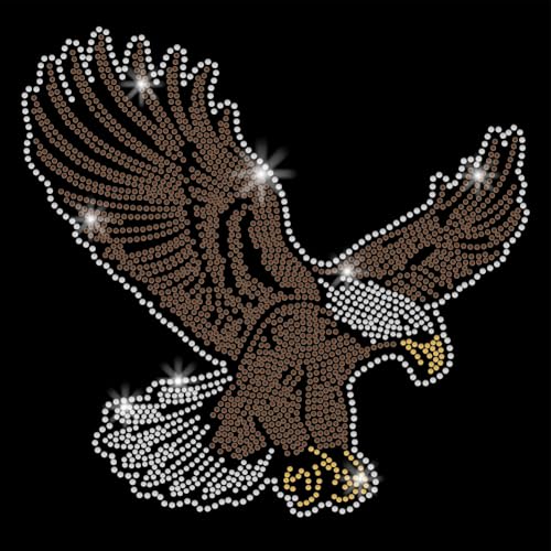 SUPERDANT Adler Fliegender Kristall Strass Aufbügler Transfer Applikation DIY Transfer Aufkleber Adler Glitzer Strass Muster Dekoration Für T Shirt Tasche Kissen Jacken 29.7x21cm von SUPERDANT