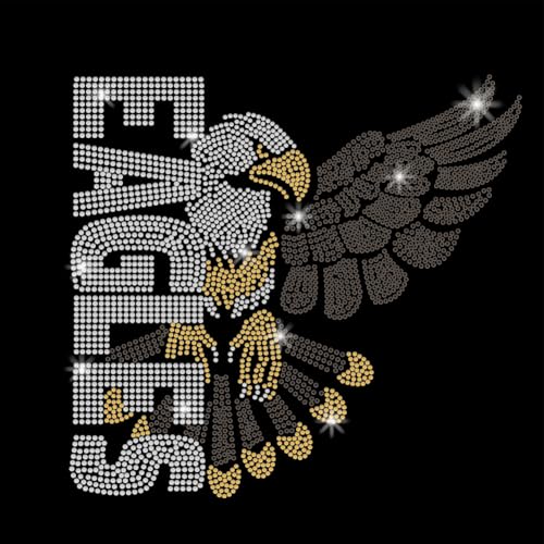 SUPERDANT Adler Kristall Strass Hotfix Zum Aufbügeln Strass Aufbügler Applikation DIY Transfer Buntes Glitzer Stras Muster Dekoration Für T Shirts Taschen Kissen Jacken 29.7x21cm von SUPERDANT
