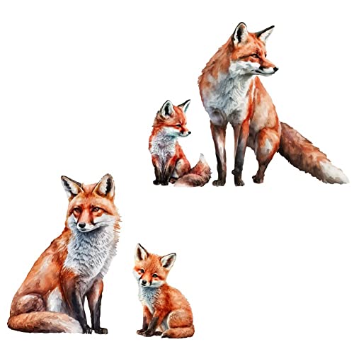 SUPERDANT Aquarell Fuchs Wandaufkleber Niedliche Tier Wandsticker Fuchsfamilie Vinyl Wandsticker DIY Kunst Dekor Wandtattoo Für Baby Kinderzimmer Schlafzimmer Wohnzimmer Wanddekoration 70x39 cm von SUPERDANT
