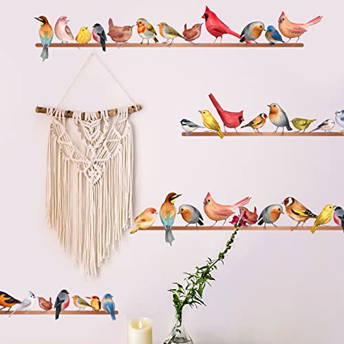 SUPERDANT Aquarell Vogel Wandaufkleber Tiere Vinyl Kunst Wandaufkleber 40 Stück Vögel Auf Draht DIY Wandbilder Tapeten Dekoration Für Kinderzimmer Wohnzimmer Kinderzimmer von SUPERDANT